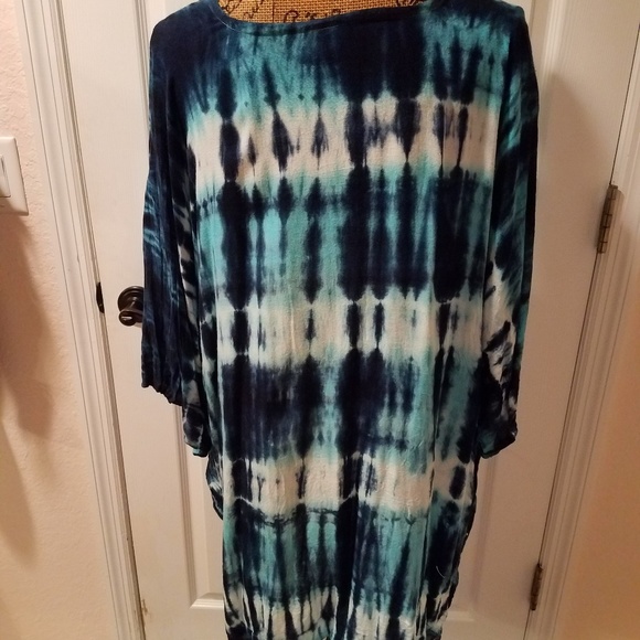 Tie dye long blouse multi shades of blue - Picture 2 of 2